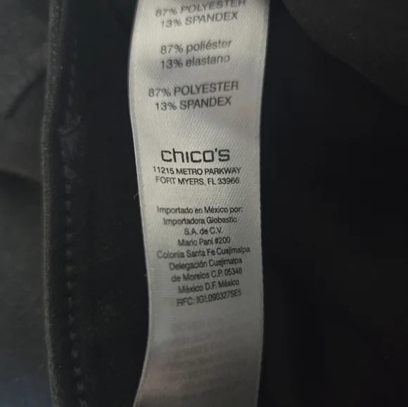 Chico’s Dark Silver Metallic Pants Size 2 Straight Leg Mid Rise Shimmer - Picture 7 of 8